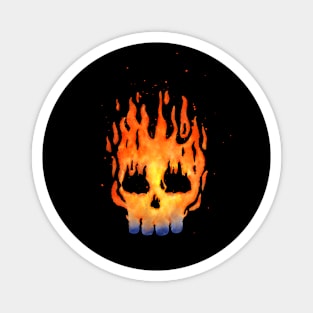 Fire Skull watercolor Magnet